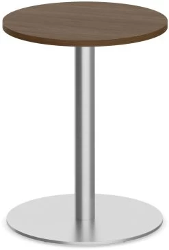 Classic Round Meeting Table 24" With Round Brushed Metal Base - Modern Walnut