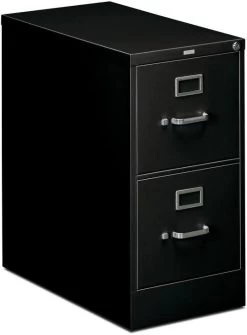 HON 310 Series Vertical Filing Cabinet - 2 Drawer In Black For Letter Files