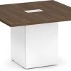 Classic Square-Edge Conference Table 4 Ft With Cube Base - Modern Walnut With White Base -Office Furniture Store 083e59e491799aeea91ed45ffaa9