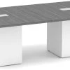 Classic Square-Edge Conference Table 8 Ft With Cube Base - Newport Grey With White Base -Office Furniture Store 08efe4168de85bcd77dae11de7d4