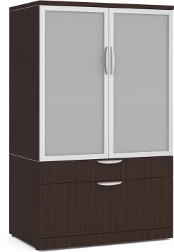 Elements Storage Cabinet And 2-Drawer Combo Unit With Glass Doors - Espresso