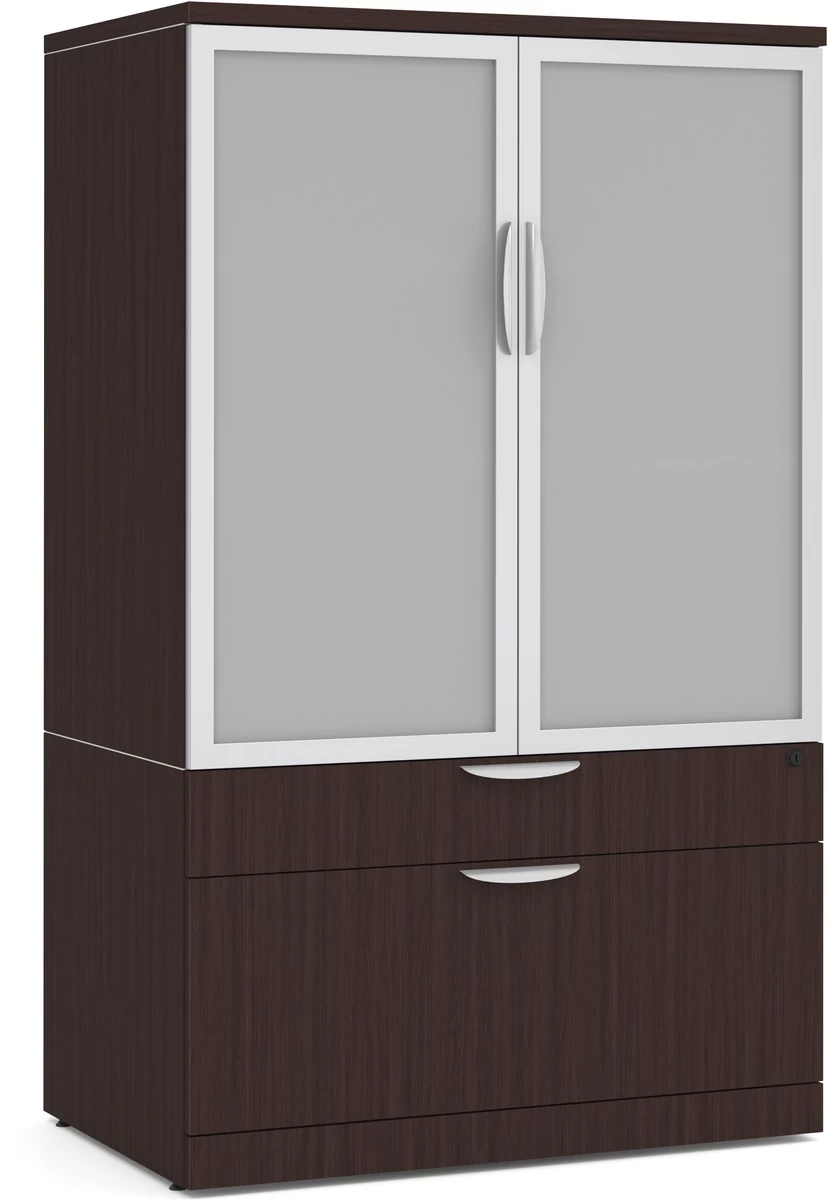 Elements Storage Cabinet And 2-Drawer Combo Unit With Glass Doors - Espresso 3 Elements Storage Cabinet And 2-Drawer Combo Unit With Glass Doors - Espresso