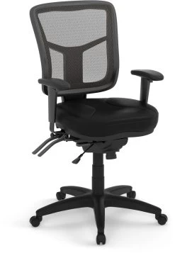 CoolMesh Executive Mid Back Chair - Black Leather