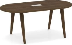 Signature Racetrack Conference Table 6 Ft - Modern Walnut And Silver Hardware