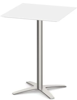 Classic Square Bistro Table 30" With Beveled-Edge Top And Cross Brushed Metal Base - White