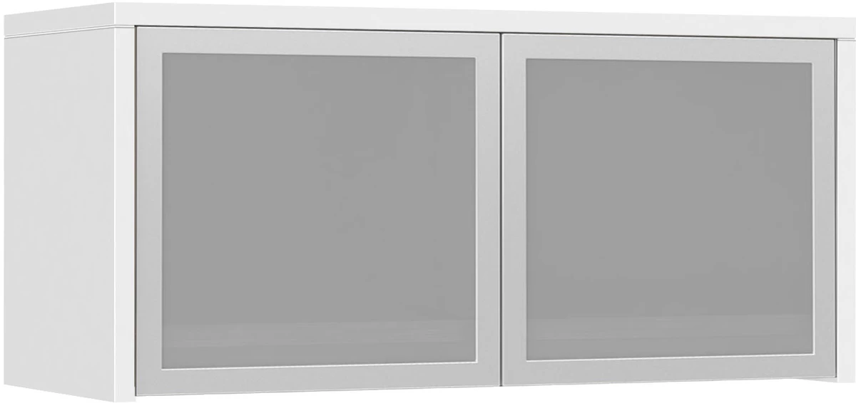 Classic Wall-Mounted Hutch With Glass Doors - White 3 Classic Wall-Mounted Hutch With Glass Doors - White