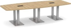 Classic Boat-Shape Conference Table 10 Ft With Palmer Brushed Double Base - Aspen
