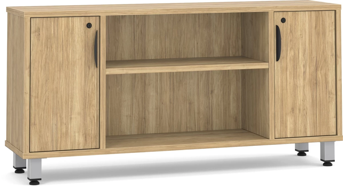 Encore Narrow Storage Credenza With Metal Legs - Aspen With Silver Legs 3 Encore Narrow Storage Credenza With Metal Legs - Aspen With Silver Legs