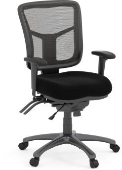 CoolMesh Executive Mid Back Chair - Black Fabric With Titanium Base