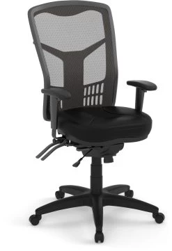 CoolMesh Executive High Back Chair - Black Leather
