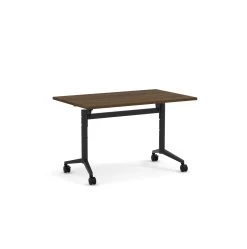 Flip Top Table With Square-Edge Top 24" X 48" - Modern Walnut Top With Black Base