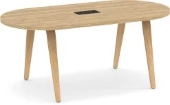 Signature Racetrack Conference Table 6 Ft - Aspen With Natural Oak Legs And Black Hardware