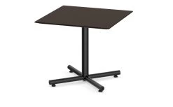 Classic Square Meeting Table 36" With Beveled-Edge Top And Black Metal Cross Base - Espresso