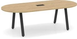 Signature Racetrack Conference Table 8 Ft - Aspen With Black Metal Legs