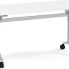 Flip Top Table With Square-Edge Top 24" X 48" - White Top With Silver Base -Office Furniture Store 1a60939390ec364b616a24f49aea