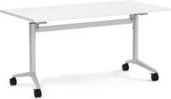 Flip Top Table With Square-Edge Top 24" X 48" - White Top With Silver Base