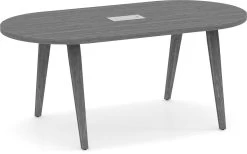 Signature Racetrack Conference Table 6 Ft - Newport Grey And Silver Hardware