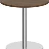 Classic Round Meeting Table 30" With Round Brushed Metal Base - Modern Walnut
