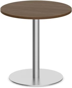 Classic Round Meeting Table 30" With Round Brushed Metal Base - Modern Walnut