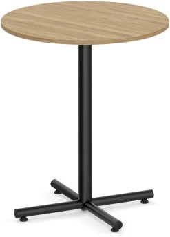 Classic Round Meeting Table 42" With Square-Edge Top And Black Metal Cross Base - Aspen