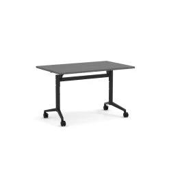 Flip Top Table With Square-Edge Top 24" X 48" - Newport Grey Top With Black Base