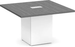 Classic Square-Edge Conference Table 4 Ft With Cube Base - Newport Grey With White Base