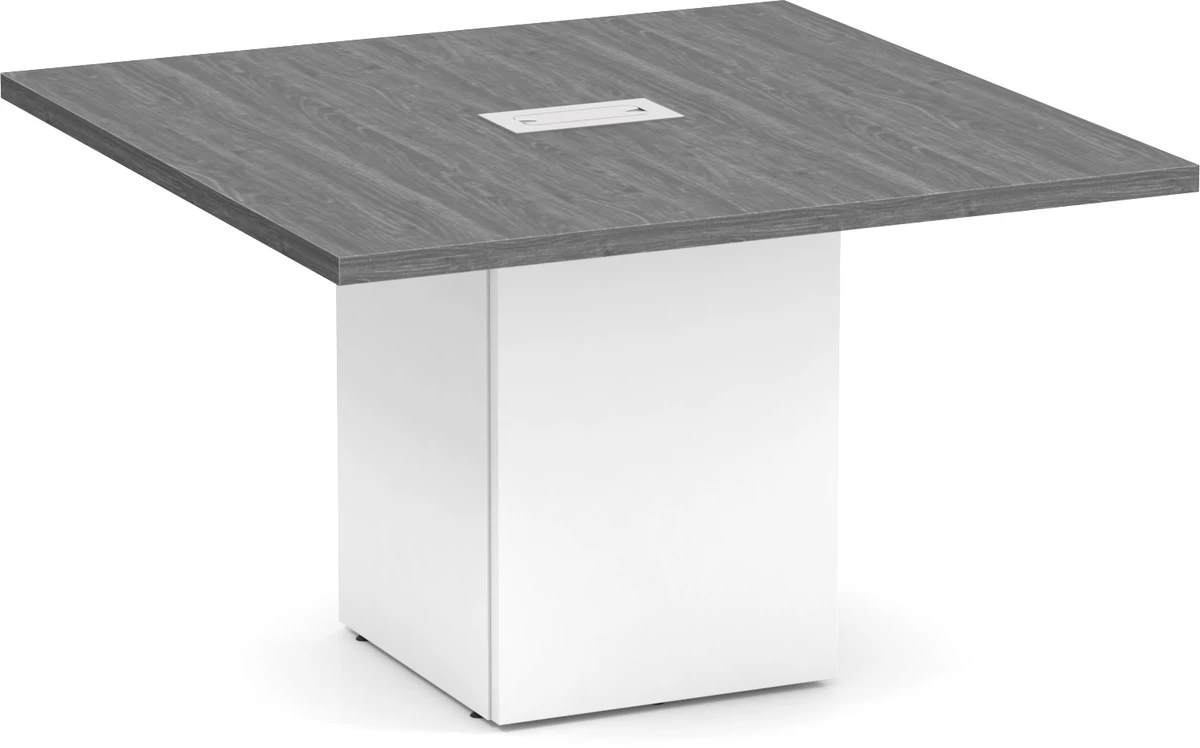 Classic Square-Edge Conference Table 4 Ft With Cube Base - Newport Grey With White Base 3 Classic Square-Edge Conference Table 4 Ft With Cube Base - Newport Grey With White Base