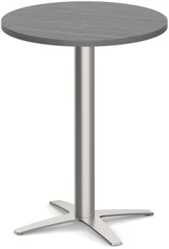 Classic Round Meeting Table 24" With Cross Brushed Metal Base - Newport Grey