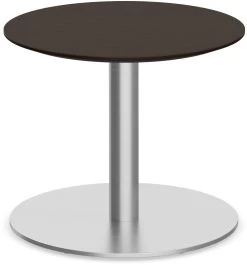 Classic Round End Table 24" With Beveled-Edge Top And Round Brushed Metal Base - Espresso