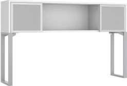 Elements Hutch 71" With 2 Glass Doors And 20" Riser - White With Silver Riser