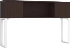Elements Hutch 71" With 2 Doors And 20" Riser - Espresso With White Riser