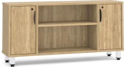 Encore Narrow Storage Credenza With Metal Legs - Aspen With White Legs