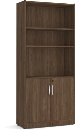 Heavy Duty Bookshelves With Door Kit - 6 Shelf In Modern Walnut