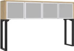 Elements Hutch 71" With 4 Glass Doors And 27" Riser - Aspen With Black Riser