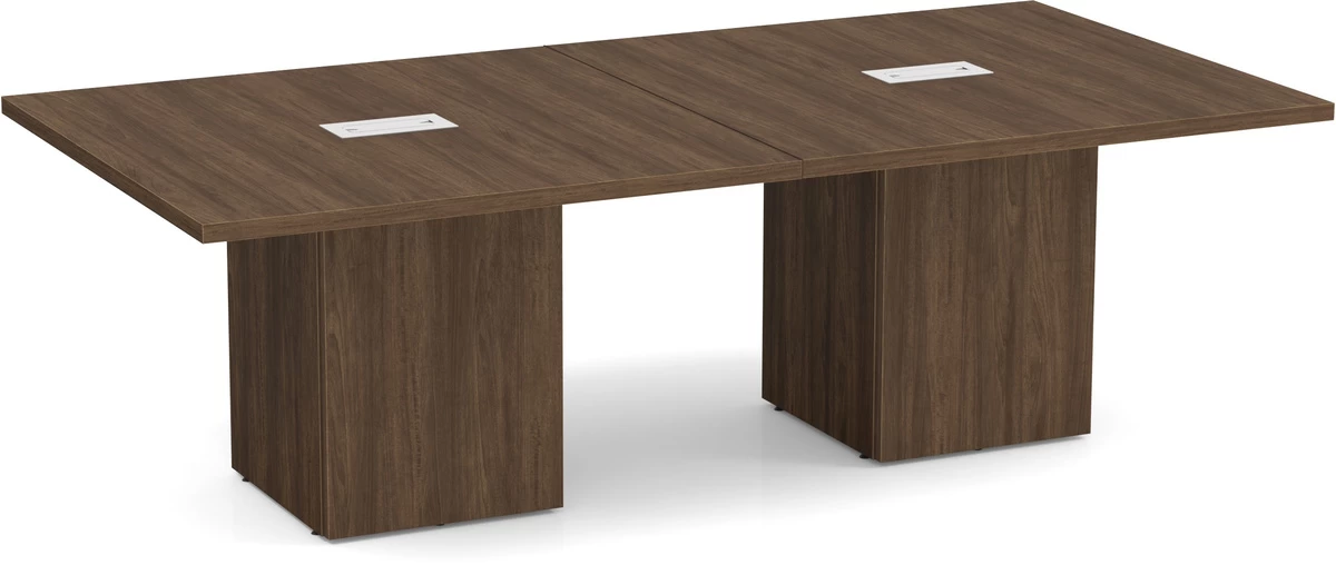 Classic Square-Edge Conference Table 8 Ft With Cube Base - Modern Walnut 3 Classic Square-Edge Conference Table 8 Ft With Cube Base - Modern Walnut
