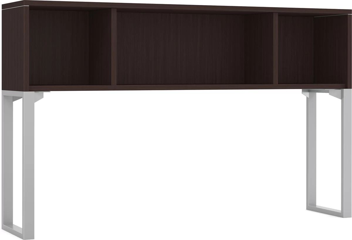 Elements Open Hutch 71" With 27" Riser - Espresso With Silver Riser 3 Elements Open Hutch 71" With 27" Riser - Espresso With Silver Riser