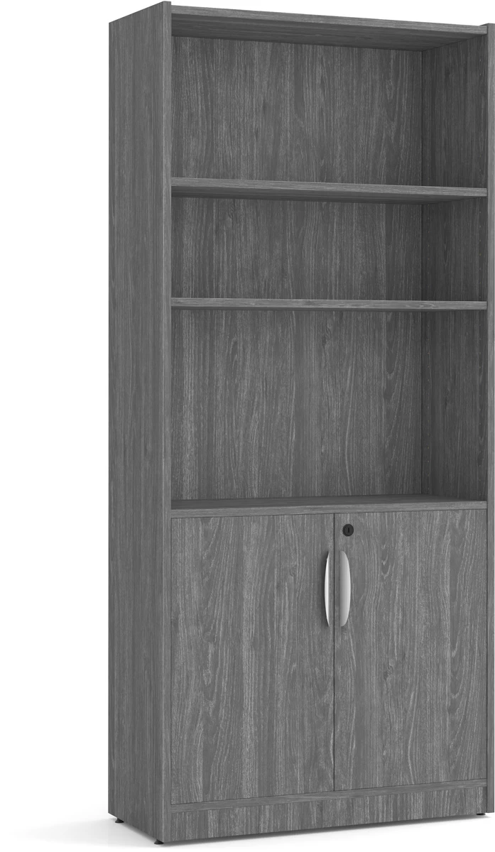 Heavy Duty Bookshelves With Door Kit - 6 Shelf In Newport Grey 3 Heavy Duty Bookshelves With Door Kit - 6 Shelf In Newport Grey