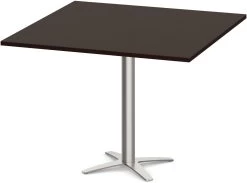 Classic Square Meeting Table 42" With Cross Brushed Metal Base -Espresso