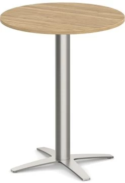 Classic Round Meeting Table 24" With Cross Brushed Metal Base - Aspen
