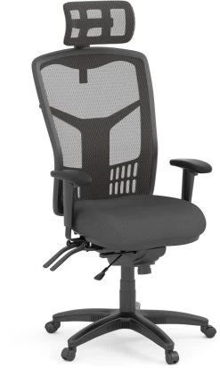 CoolMesh Executive High Back Chair - Black Fabric With Headrest