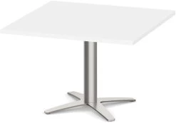 Classic Square End Table 30" With Cross Brush Metal Base - White