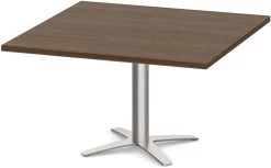 Classic Square End Table 36" With Cross Brush Metal Base - Modern Walnut