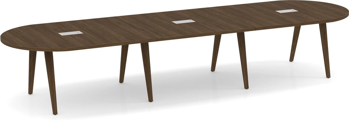 Signature Racetrack Conference Table 14 Ft - Modern Walnut And Silver Hardware 3 Signature Racetrack Conference Table 14 Ft - Modern Walnut And Silver Hardware