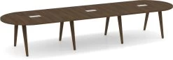 Signature Racetrack Conference Table 14 Ft - Modern Walnut With Black Hardware