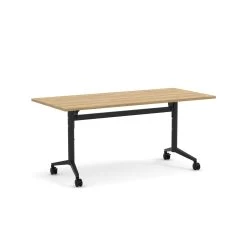 Flip Top Table With Square-Edge Top 30" X 48" - Aspen Top With Black Base
