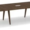 Signature Racetrack Conference Table 16 Ft - Modern Walnut With Black Hardware