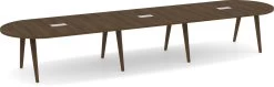Signature Racetrack Conference Table 16 Ft - Modern Walnut With Black Hardware
