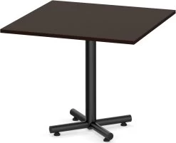 Classic Square Meeting Table 36" With Black Metal Base - Espresso