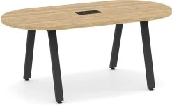 Signature Racetrack Conference Table 6 Ft - Aspen With Black Metal Legs