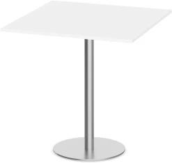 Classic Square Bistro Table 42" With Round Brushed Metal Base - White